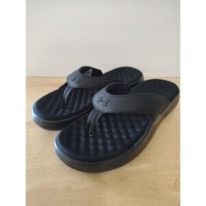 Under Armour Women's Ignite Pro Flip Flops Size 7 Black/Black Logo Comfort